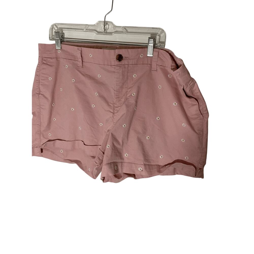 Old Navy Shorts Printed Novelty Chino Cottage Daisy Embroidered Everyday Sz 14